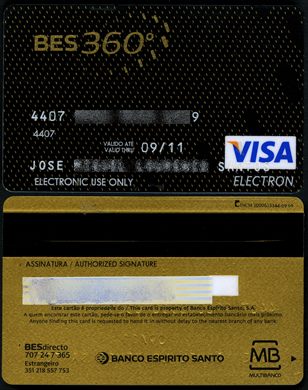 Banco Espirito Santo BES 360 Visa Electron 2011-09