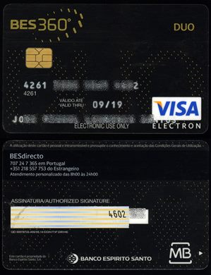 Banco Espirito Santo BES 360 DUO Visa Electron 2019-09