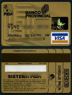 Banco Provincial Pida Visa 1995-04