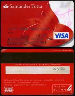 Banco Santander Totta Visa electron 2007-05