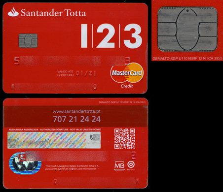 Banco Santander Totta 123 credit MasterCard 2020-03 (Gemalto)