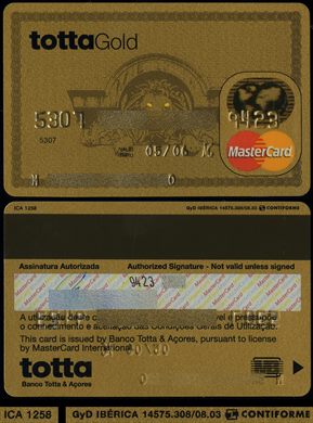 Banco Totta e Acores TottaGold MasterCard 2003-08