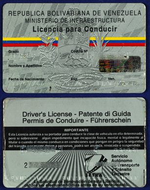 Republica Bolivariana de Venezuela - Licencia para Conducir