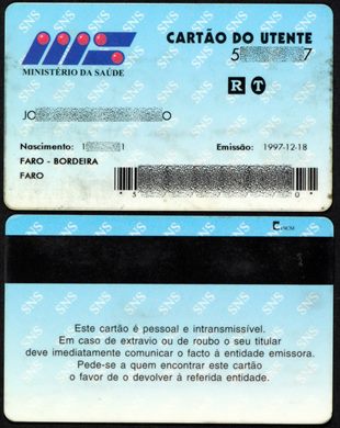 Ministerio da Saude - Cartao de Utente 1997-12-18