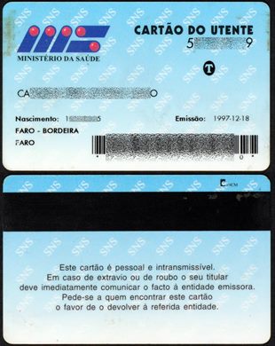 Ministerio da Saude - Cartao de Utente 1997-12-18