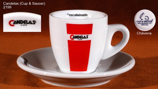 Candelas logo (branca-vermelha) (descafeinado) (Cup-Saucer)
