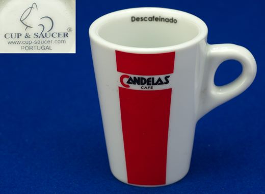 Candelas logo (branca-vermelha) (descafeinado) (Cup-Saucer)