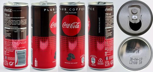 Espanha - Coca-Cola Plus Coffee sin azucar 250ml 2019-04-30