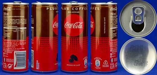 Espanha - Coca-Cola Plus Coffee sin azucar 250ml 2019