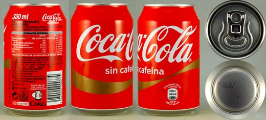 Espanha - Coca-Cola sin cafeina 330ml 2016-09-03