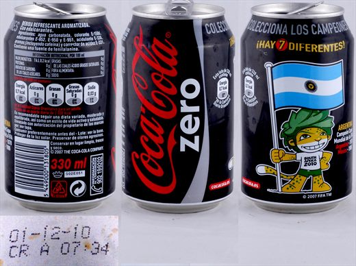 Espanha - Coca-Cola Zero Mundial 2010 Argentina 330ml 2010-12-01