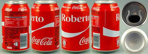 Espanha - Coca-Cola nome classic (Roberto) 330ml - 2017-10-11