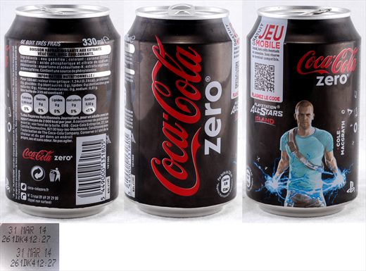 Franca - Coca-Cola zero Playstation All-Stars Island (Cole MacGrath) 330ml 2014-03-31