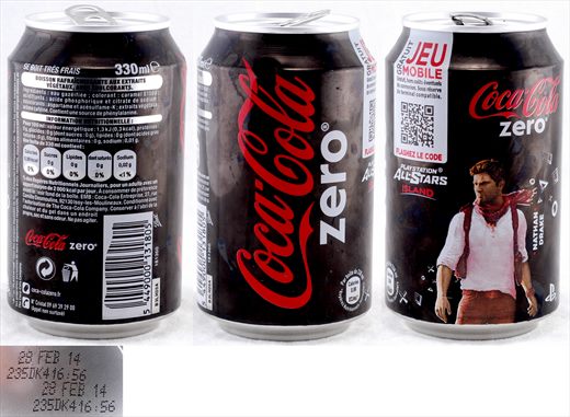 Franca - Coca-Cola zero Playstation All-Stars Island (Nathan Drake) 330ml 2014-02-28
