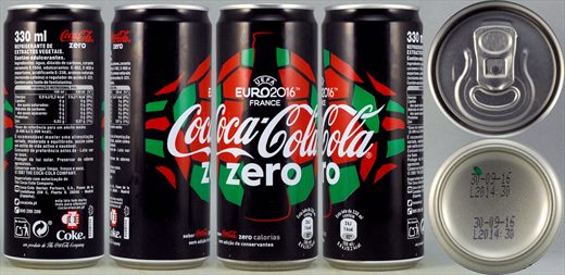 Portugal - Coca-Cola Zero UEFA Euro2016 France 330ml 2016
