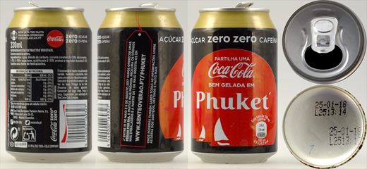 Portugal - Coca-Cola zero sem cafeina localidades (phuket) 330ml