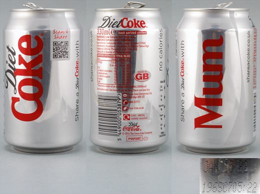 Reino Unido - Coca-Cola Diet Coke parentesco (Mum) 330ml - 2015-01