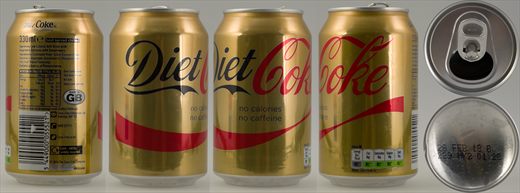 Reino Unido - Coca-Cola Diet Coke no calories no caffeine 330ml 2018-02-28