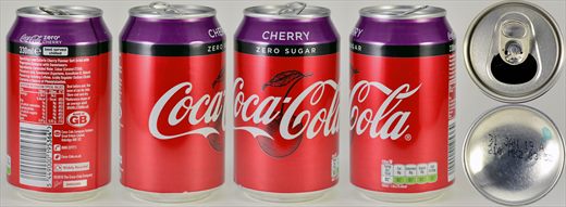 Reino Unido - Coca-Cola Cherry Zero Sugar 330ml 2019