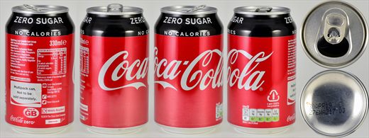 Reino Unido - Coca-Cola Zero 330ml 2019