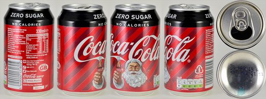 Reino Unido - Coca-Cola Zero X-Mas 330ml 2019