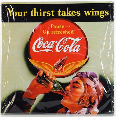 Coca-Cola - Cartaz metalico quadrado