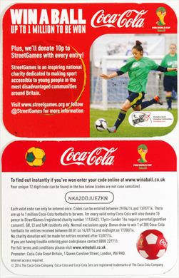 Coca-Cola - Cartao sorteio Fifa World Cup Brasil 2014