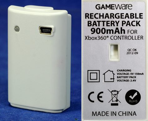 Game ware Rechargeable Battery Pack-900mAh for XBOX 360 Controller