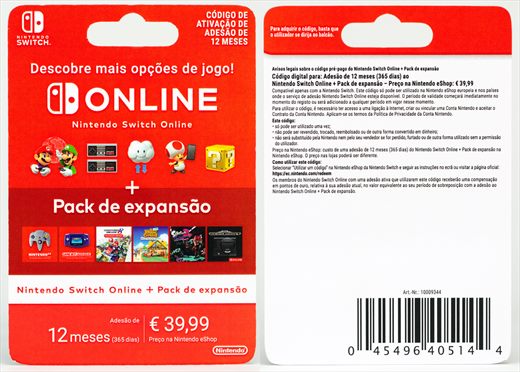 Nintendo Switch Online Plus Pack de expansao 12 meses