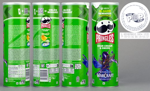 Pringles Sour Cream And Onion World Of Warcraft Midnight lata promocional Xbox