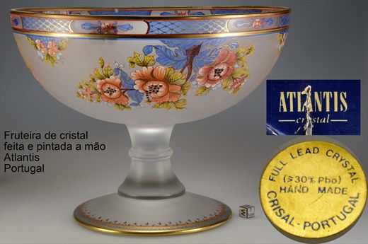 Fruteira de cristal feita e pintada a mao (Atlantis Portugal)