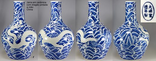 Jarrao ceramica com dragao pintada a mao China