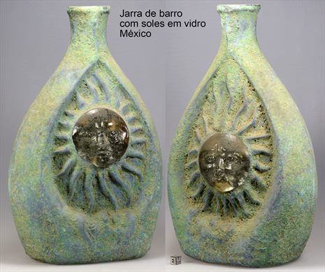 Jarra barro com soles em vidro (Mexico)