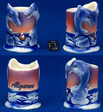 Solitario decorativo em ceramica com golfinhos Algarve