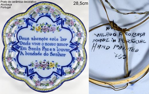 Prato de ceramica decorativo 28,5cm (Alcobaca Portugal)