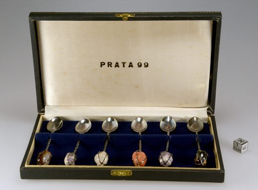 Colheres em prata com pedras semi-preciosas anos 70 (Brasil)