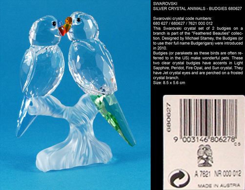 SILVER CRYSTAL ANIMALS - BUDGIES 680627