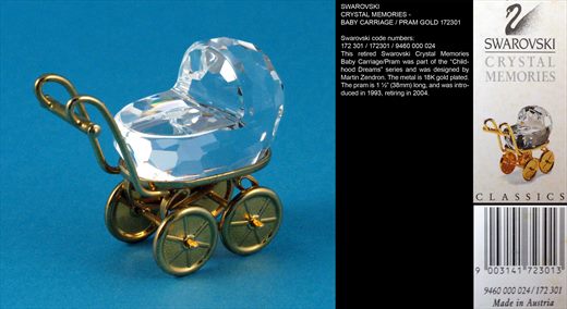 CRYSTAL MEMORIES - BABY CARRIAGE - PRAM GOLD 172301