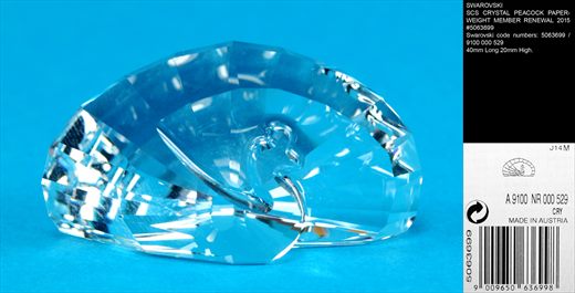 SCS CRYSTAL PEACOCK PAPERWEIGHT MEMBER RENEWAL 2015 5063699
