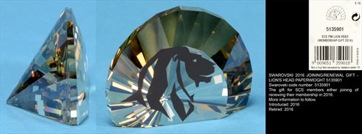 Swarovski SCS 2016 Joining-Renewal Gift - Lion Head Paperweight 5135901