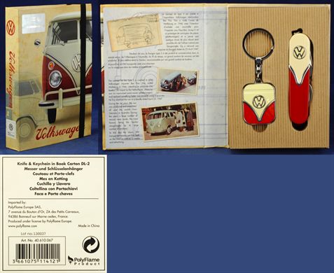 Volkswagen knife and keychain in book carton DL-2