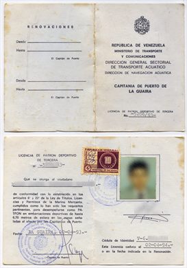 Venezuela - Licencia patron deportivo 1993