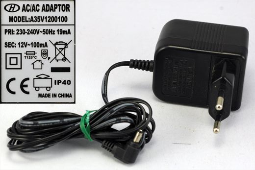 H AC-AC adaptor A35V1200100 (230-240V 12V 100mA)