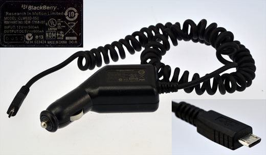 BlackBerry car charger CLM03D-050