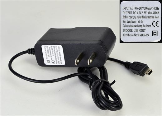 Carregador AC-DC 100-240V 4.5-9.5V 800mA Mini-USB