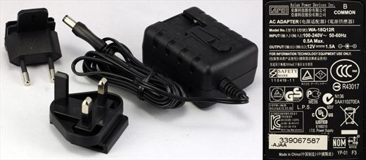 Asian Power Devices (APD) WA-18Q12R (100-240V 12V 1.5V)