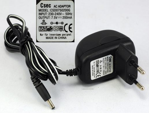 Csec AC Adaptor CSD0750200G (230-240 7.5V 200mA)