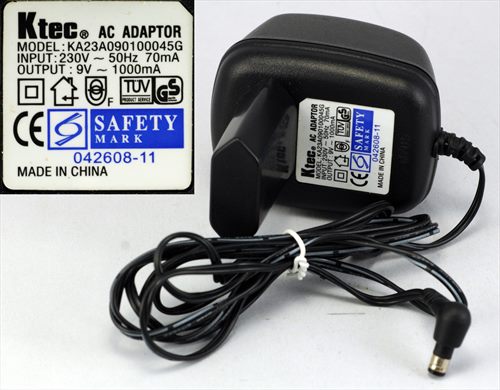 Ktec AC adapter KA23A090100045G (230V 9V 1000mA)