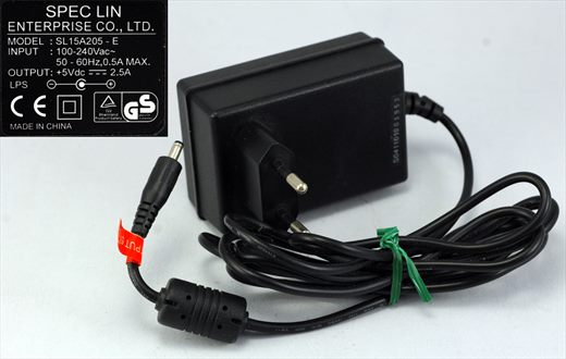 Spec Lin Enterprise Co. SL15A205-E (100-240V 5V 2.5A)