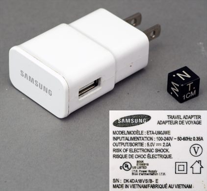 Samsung ETA-U90JWE Travel Adapter 100-240V